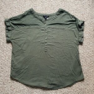 Lucky Brand Forest Green Button-Up Blouse